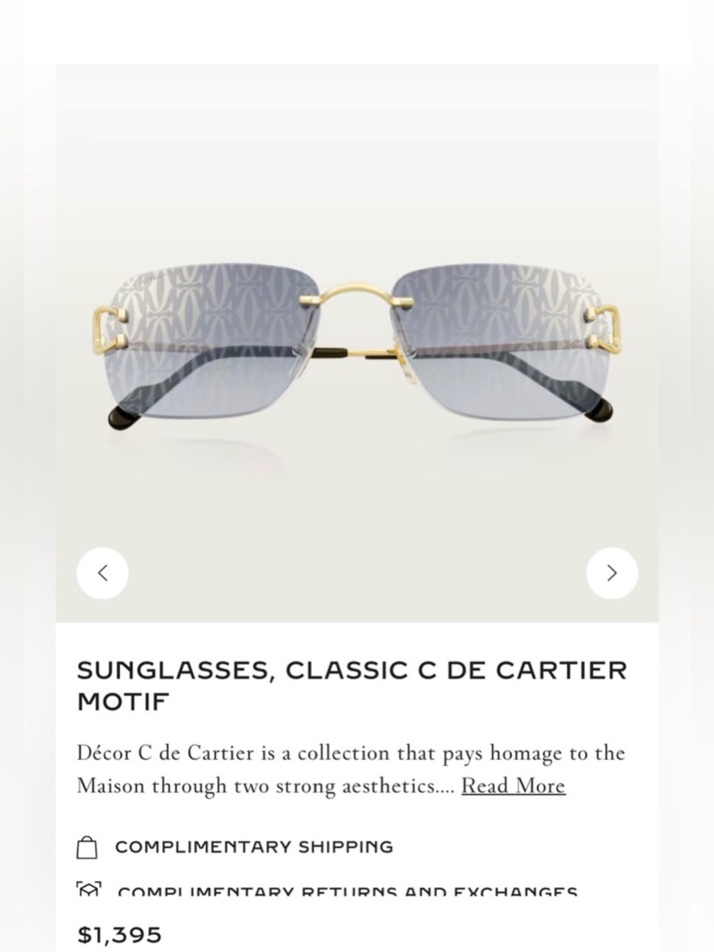 Cartier Sunglasses with Gold Bridge